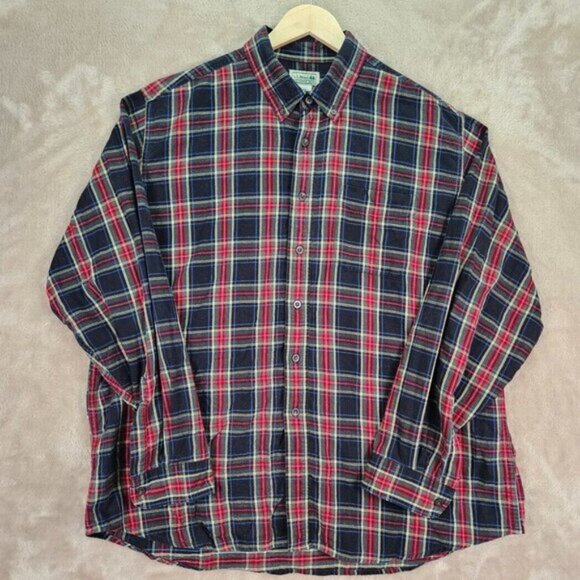 L.L.Bean Flannel Shirt Multicolor Plaid Button-Down Long Sleeve Pocket Men's XL - Picture 2 of 11